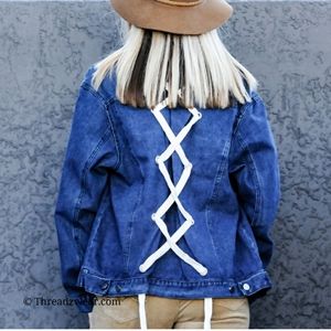 Lush oversized denim jacket with laced back Medium